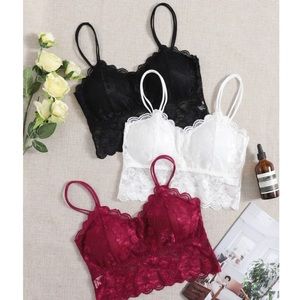 Three Pack Bralette Floral Scallop Design